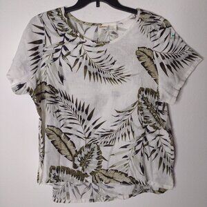 NWT C&C California Women's White Tropical/100% Linen Blouse Size 1X